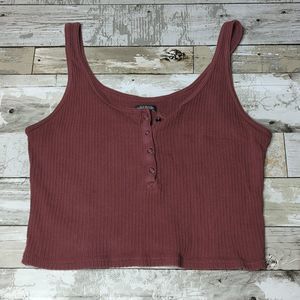 Wild fable mauve Henley ribbed crop top